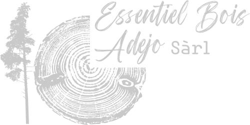 Logo Essentiel Bois Adejo Sàrl avec tranche de bois stylisée