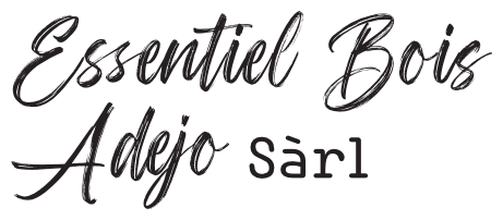 Logo Essentiel Bois Adejo Sàrl avec tranche de bois stylisée