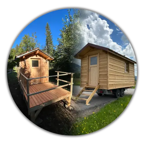 Sauna en bois en pleine nature – Essentiel Bois Adejo Sàrl Sauna en bois installé en pleine nature, proposé à la location par Essentiel Bois Adejo Sàrl.